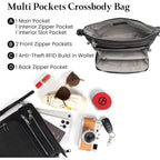 befen Genuine Leather Crossbody Bags for Women, Anti-Theft Shoulder Purse with Built in RFID Wallet for Travel