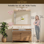 Brushed Nickel Bathroom Mirror 42 X 36 Inch For Vanity Metal Framed Mirror Modern Farmhouse For Living Room Entryway(Horizontal/Vertical)