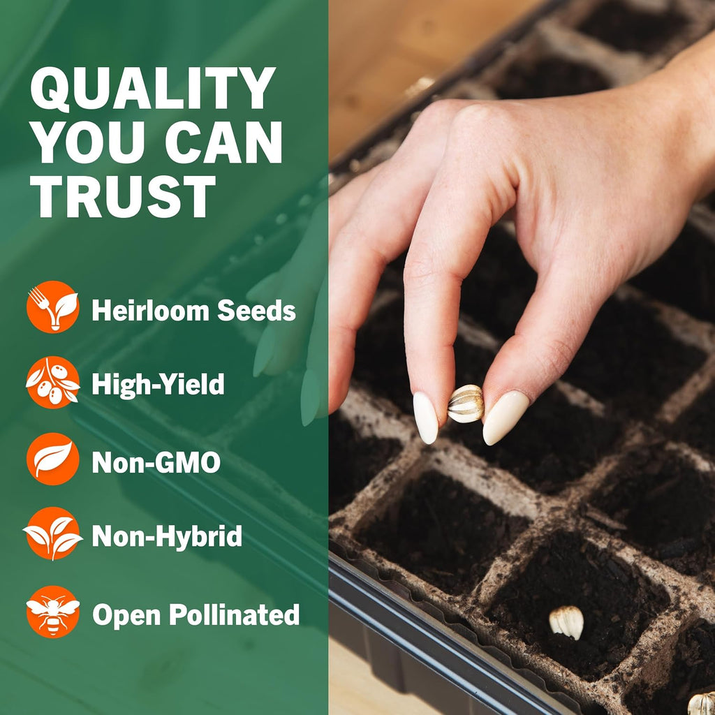 Vegetable & Fruit Seeds | 32 Individual Packs | 2026 Season | Non-Gmo, High Yield - 15,000+ Seeds | Tomato, Cucumber, Zucchini, Bell Pepper And More | For Indoor & Outdoor Garden Planting