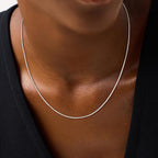 925 Sterling Silver Chain for Women, Diamond Cut 1mm Box Chain Lobster Claw Clasp Silver Jewelry Gifts for Women Mom Girlfriend