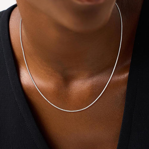 925 Sterling Silver Chain for Women, Diamond Cut 1mm Box Chain Lobster Claw Clasp Silver Jewelry Gifts for Women Mom Girlfriend