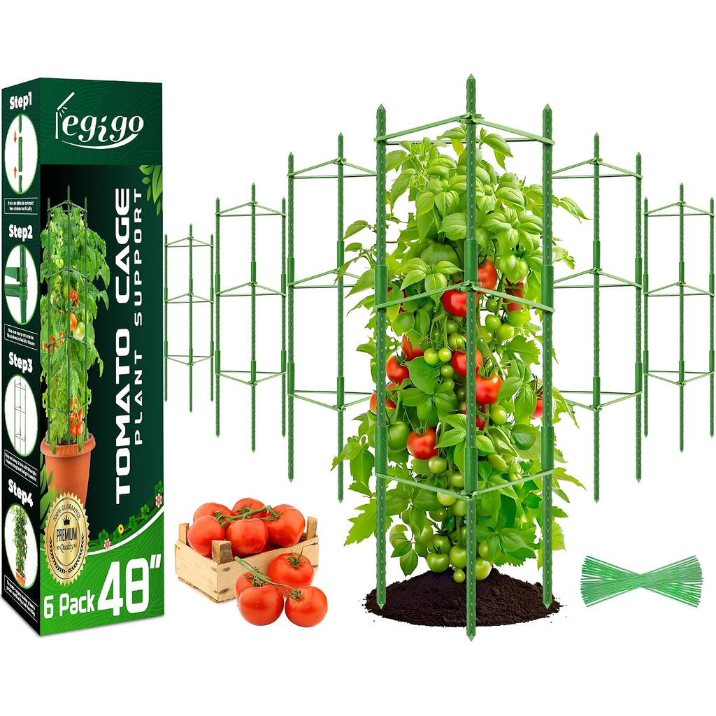 6-Pack Tomato Cage For Garden Plant Support- Up To 48Inch Garden Stakes Tomato Cage, Tomato Trellis For Potted Plants, Tomato Cages Plant Stakes For Climbing Vegetables Plants Flowers
