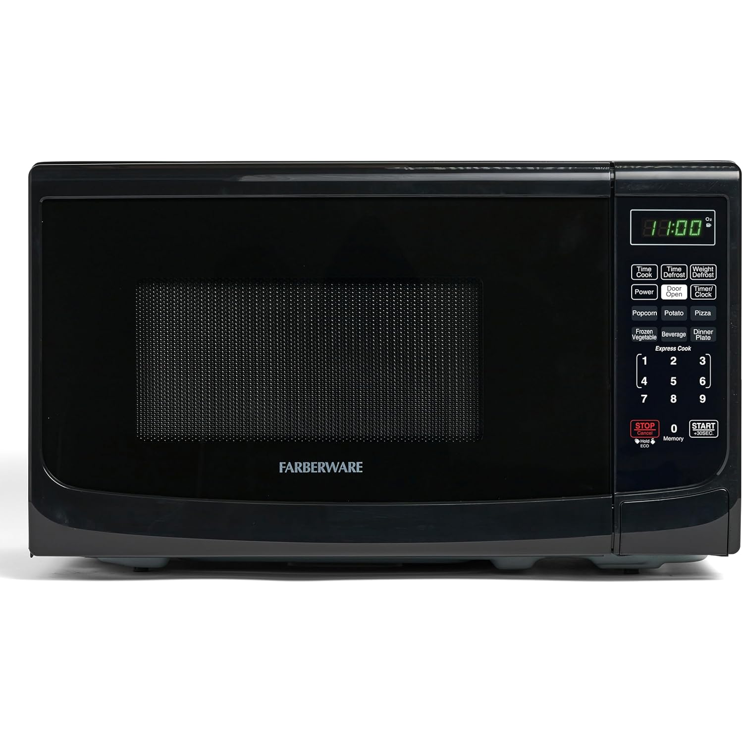 Farberware 0.7 Cu. Ft. Countertop Microwave Oven – 700 Watts Power, Auto Cook Settings, Defrost, Easy Clean and Child Safety Lock - Black
