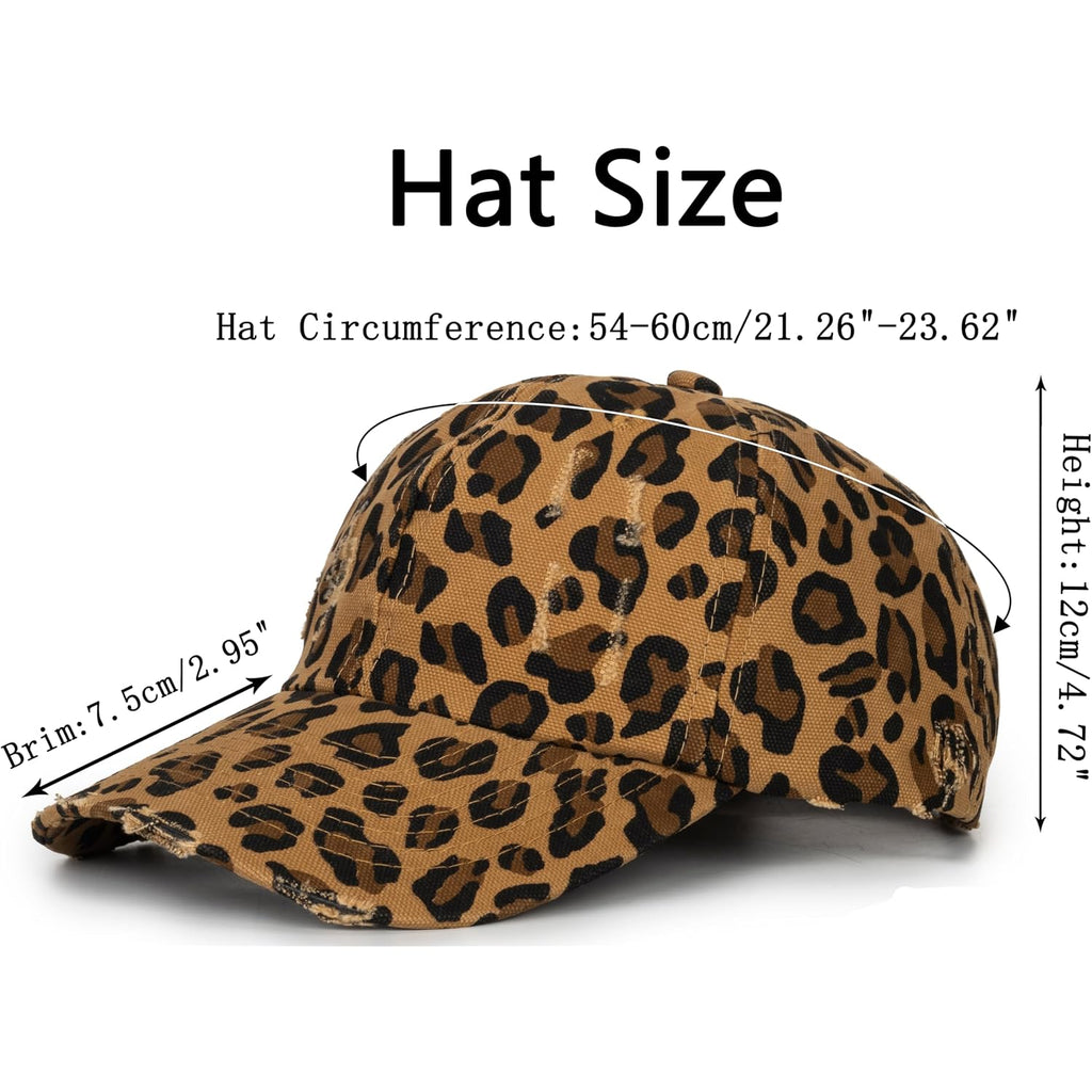Baseball Cap for Women-Men-Adjustable Leopard Print Cotton Strapback Hats Unisex Trucker Dad Hat-Sun Hat Leopard Print