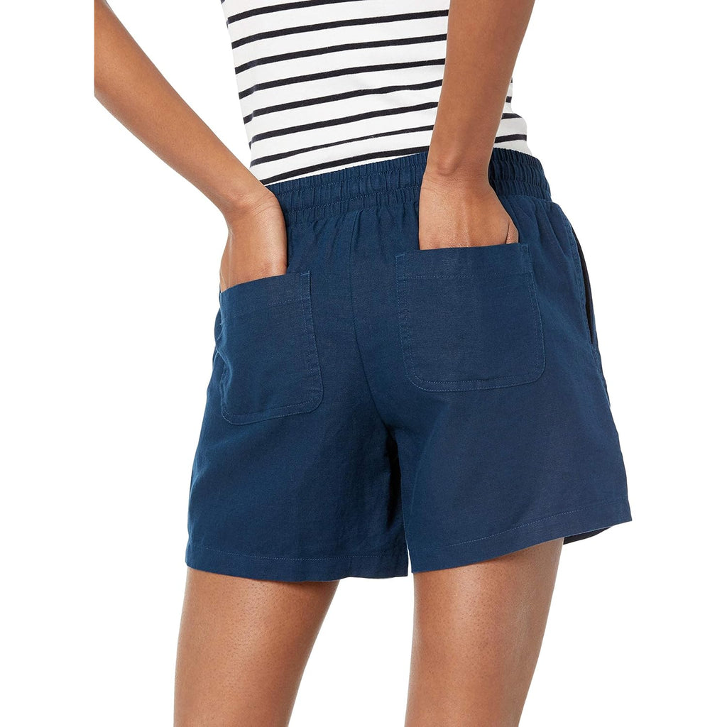 Women's 5" Inseam Drawstring Elastic Waist Linen Blend Summer Shorts
