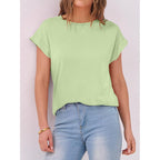 Anrabess Womens Tops Summer Cap Sleeve Basic Tee Shirts 2026 Trendy Loose Fit Casual Dressy Business Work Tshirts Clothes