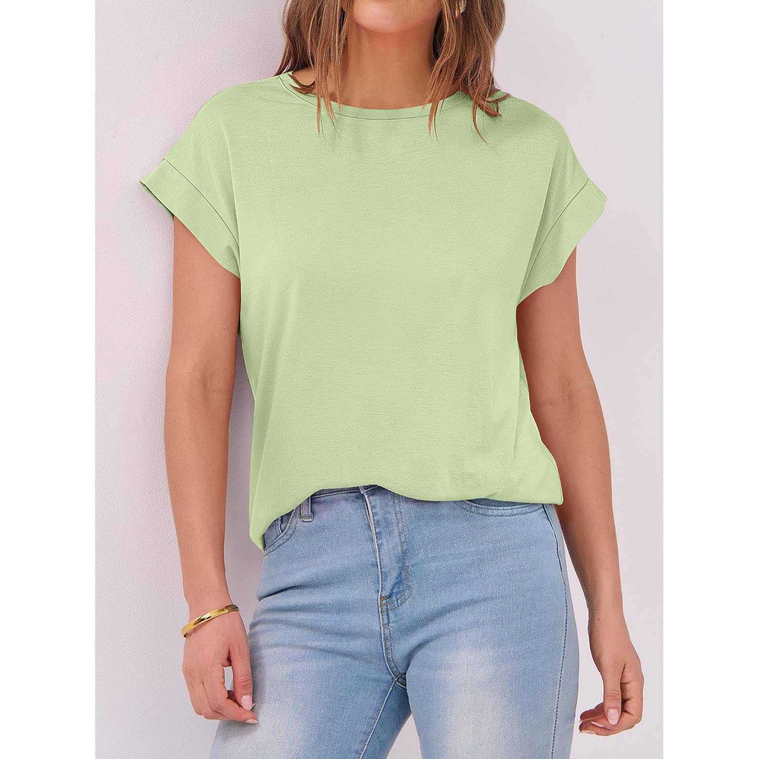 Anrabess Womens Tops Summer Cap Sleeve Basic Tee Shirts 2026 Trendy Loose Fit Casual Dressy Business Work Tshirts Clothes