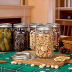 WELLIFE Wide Mouth Mason Jars, 6 Pack Mason Jars 32 oz for Pickling, Canning, Fermenting and Food Storage, Microwave & Dishwasher Safe