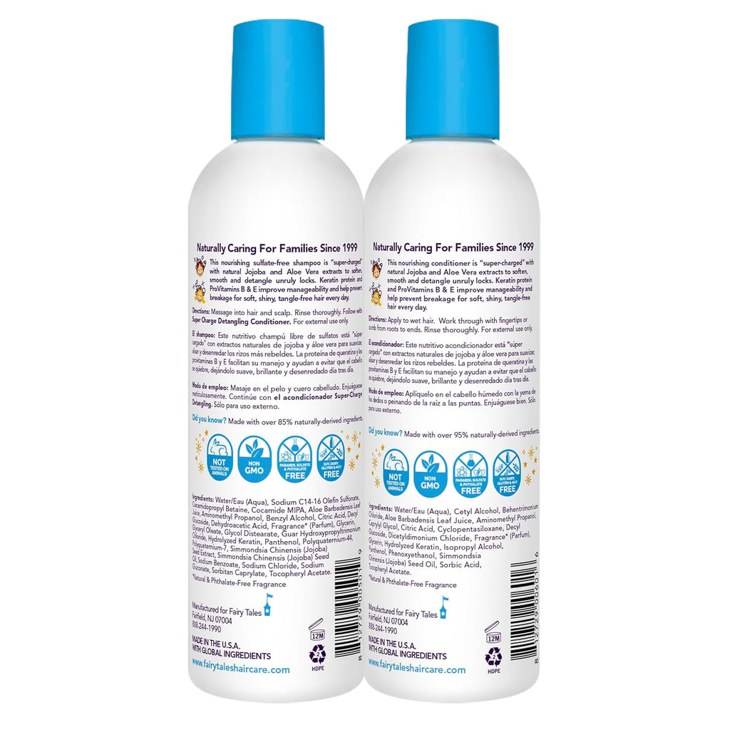 Fairy Tales Tangle Tamer Detangling Shampoo and Conditioner for Kids - Ultra Moisturizing and Anti Frizz Protection - Paraben Free, Sulfate Free - 12 Oz (2 pack)