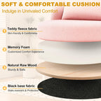 Misolant Vanity Chair With Back, Armless Cute Office Chair With Wheels For Girls, Teddy Fleece Fabric Small Desk Chairs With Adjustable Height, Lumbar Support Pillow, 360°Swivel For Makeup Room, Pink