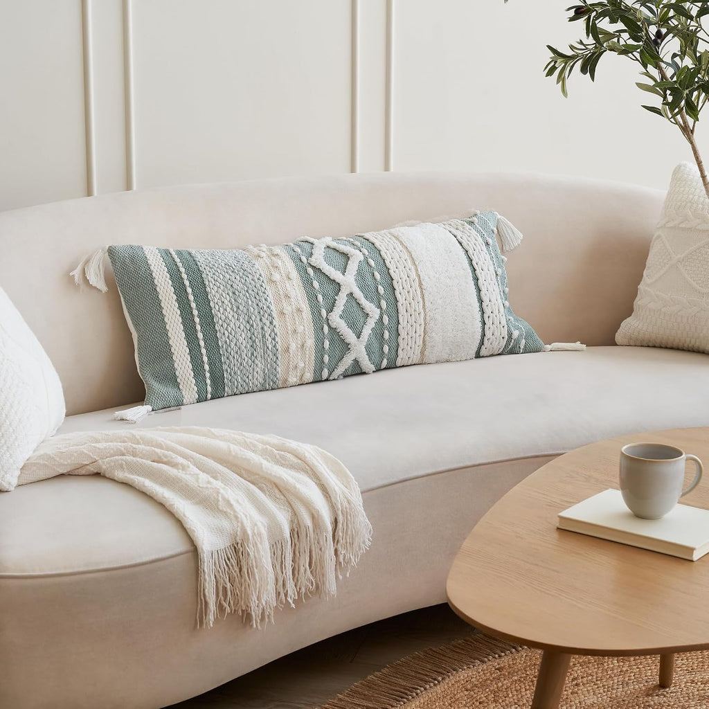 Zicoto Decorative Boho Lumbar Pillow Cover 14X36 – Beautiful Throw Pillow With Soft Texture For Bed, Couch Decor Or As Body Cushion – A Stylish Addition To Your Bedroom