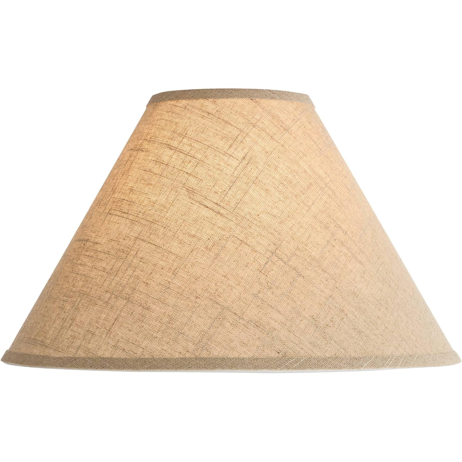 6" Top X 17" Bottom X 11 1/2" High X 11 1/2" Slant Lamp Shade (Pre-Assembled) Replacement Large Beige Brown Empire Round Rustic Farmhouse Western Fine Burlap Fabric Spider Harp Finial