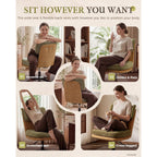 Comhoma Home Office Desk Chairs With Ergonomic Curved Backrest, Mid Century Modern Vanity Chair With Wheel For Bedroom, Chenille Upholstered, Green
