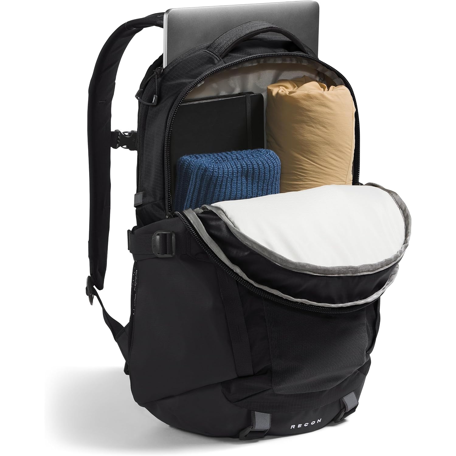 The North Face Recon Everyday Laptop Backpack - Daypack, Water Repellent, Laptop Sleeve, 2 Water Bottle Pockets, Tnf Black/Tnf Black-Npf, One Size