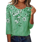 Zeagoo 3/4 Length Sleeve Women Tops Crew Neck Blouses Dressy Casual Summer T Shirts Loose Fit Business Work Clothes