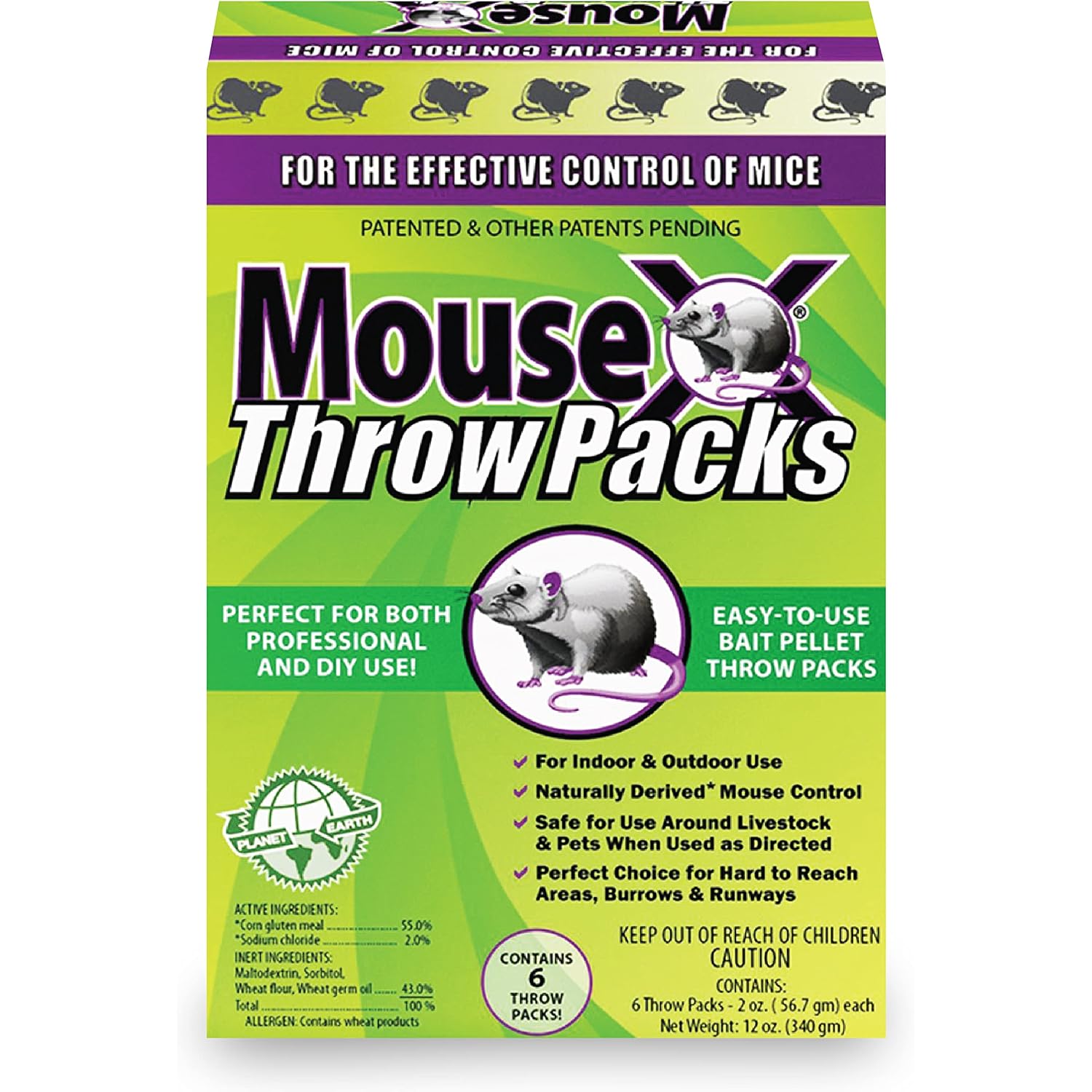 Mousex Rodent Control Bait Pellet Throw Packs For Rats & Mice – Poison Free, Pet Safe | Indoor & Outdoor Use Pellets |6 Throw Packs