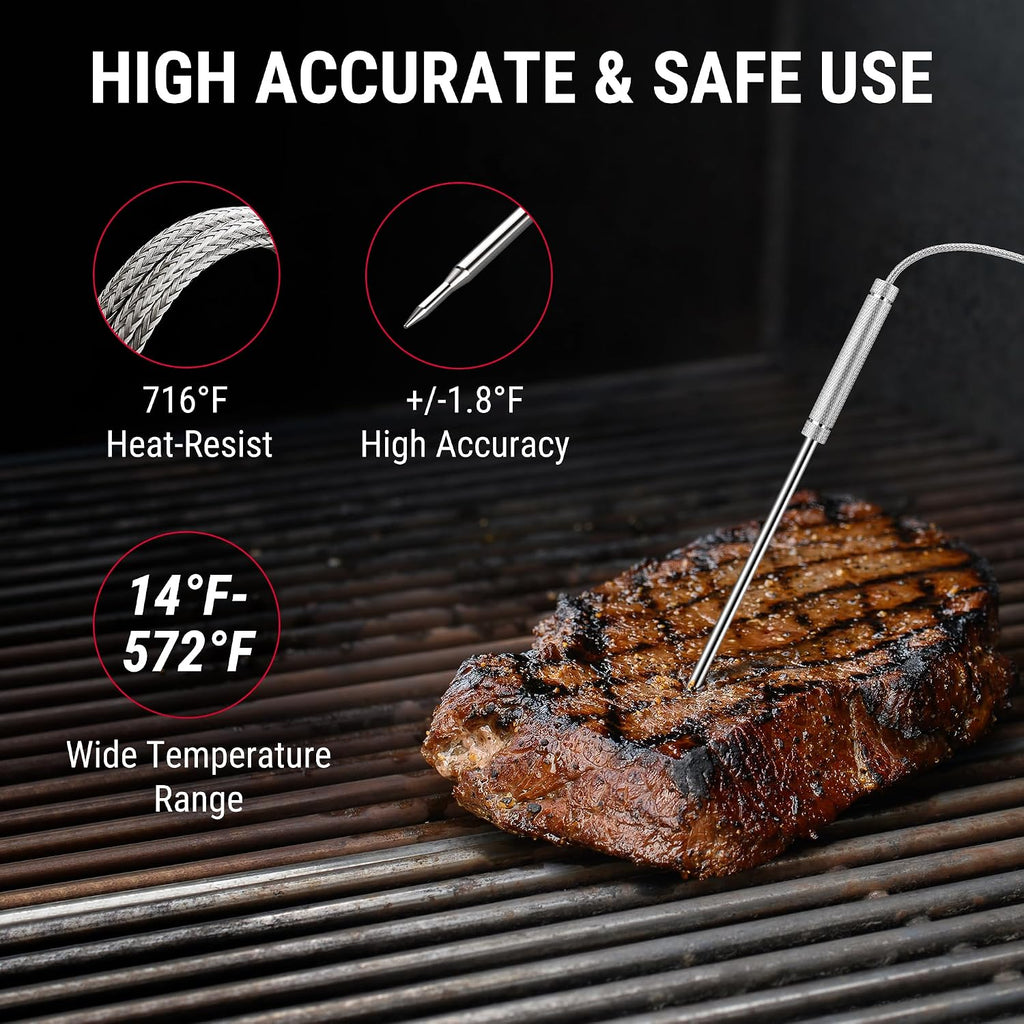 Temppro Wireless Meat Thermometer Digital For Grilling And Smoking, 2 Probes Bluetooth Meat Thermometer For Cooking, Rechargeable Smoker Accessories For Bbq Oven (Previously Thermopro)
