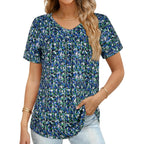 T Shirts for Women Short Sleeve Tops Casual Pleated Front Blouses V Neck Summer Tees 2026