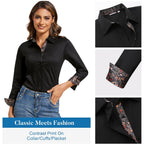 Womens Cotton Button Down Dress Shirt Long Sleeve Easy Care Dressy Work Tops Business Casual Blouses for Women