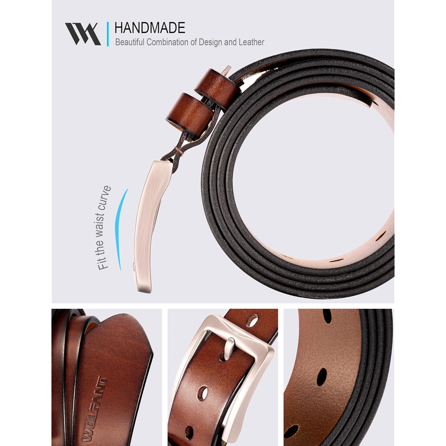Wolfant 1.5" Full Grain Leather Belt For Men In Gift Box,100% Italian Real Solid Leather