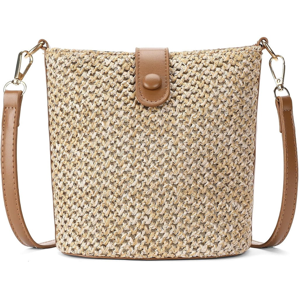 RNIEGA Small Straw Crossbody Bag for Women Woven Summer Shoulder Phone Purse Beach Handbag for Vacation