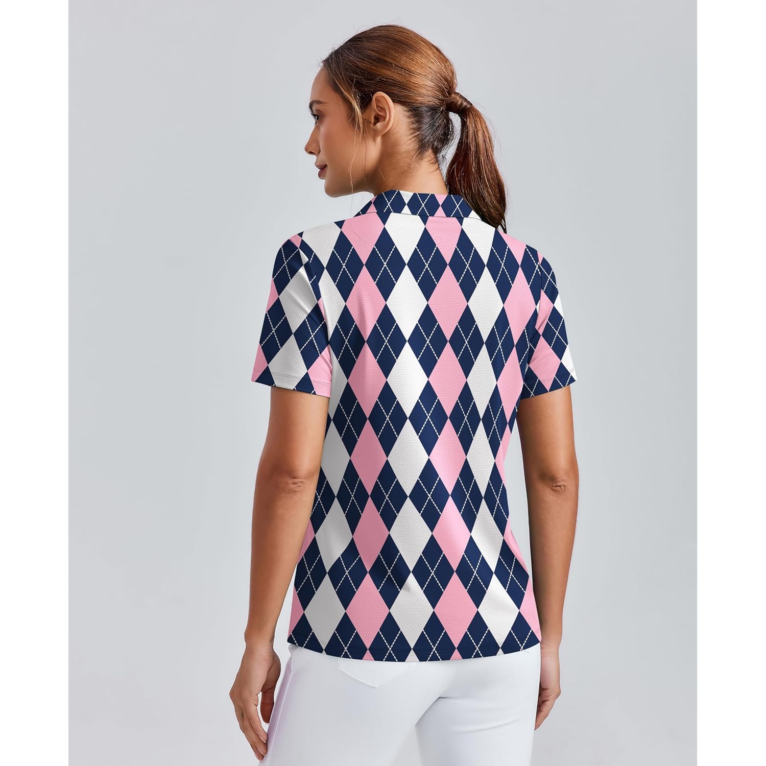 Womens Golf Shirt Short Sleeve Polo Shirts UPF 50+ Tennis Top V-Neck Workout Tops Collared Activewear T-Shirts