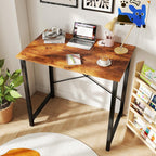 DUMOS 31 Inch Small Computer Desk for Home Office, Modern Study Writing Work Table Simple Style for Bedroom with X-Shaped ReInchforcement, Rustic Brown