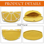 Longing To Buy Beaded Lemon Slice Clutch Purse, Yellow Evening Bag With Chain Strap, Novelty Fruit Design