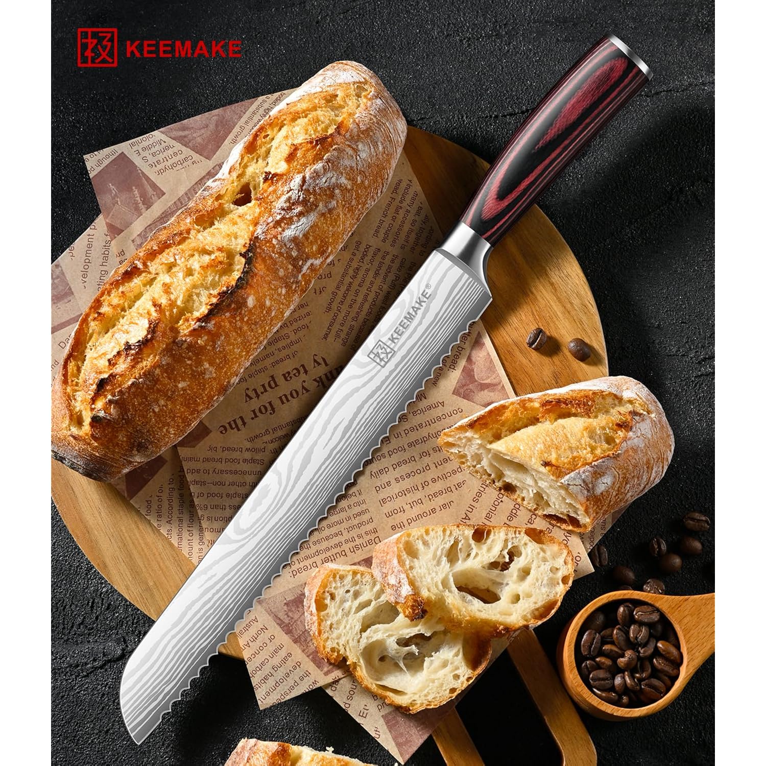 10 Inch Bread Knife For Homemade Bread - Ultra Sharp For Serrated Sourdough, Crusty Artisan Loaves, Bagels & Cake, High Carbon Stainless Steel Slicing Knife With Cover & Dad Gift Box