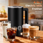 4-in-1 Electric Milk Frother & Steamer – Automatic Frother Machine, Barista-Style Hot & Cold Foam for Lattes, Cappuccinos, Iced Coffee, Quiet, One-Touch, Easy to Clean