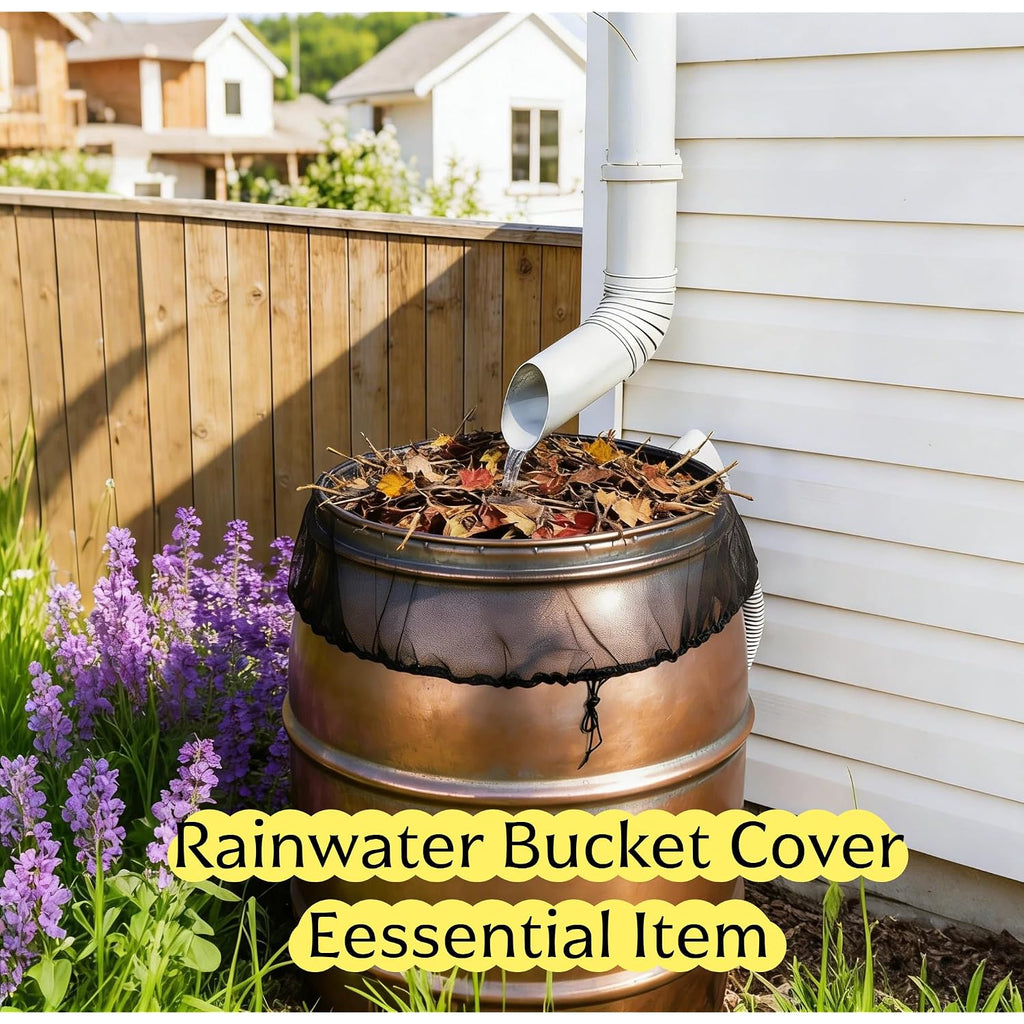 2-Pack Mesh Cover For Rain Barrels, 39 Inch Debris Cover With Drawstring, Outdoor Water Collection Bucket Protector Screen, Prevent Fallen Leaves For Garden, Yard, Eaves Downspouts