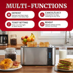 Elite Gourmet Ect3200 2-Slice, 1 Long Slot, Slim Toaster, Reheat, 6 Toast Settings, Defrost, Cancel Functions, Built-In Warming Rack, Extra Wide Slots For Bagels Waffles, Stainless Steel & Black