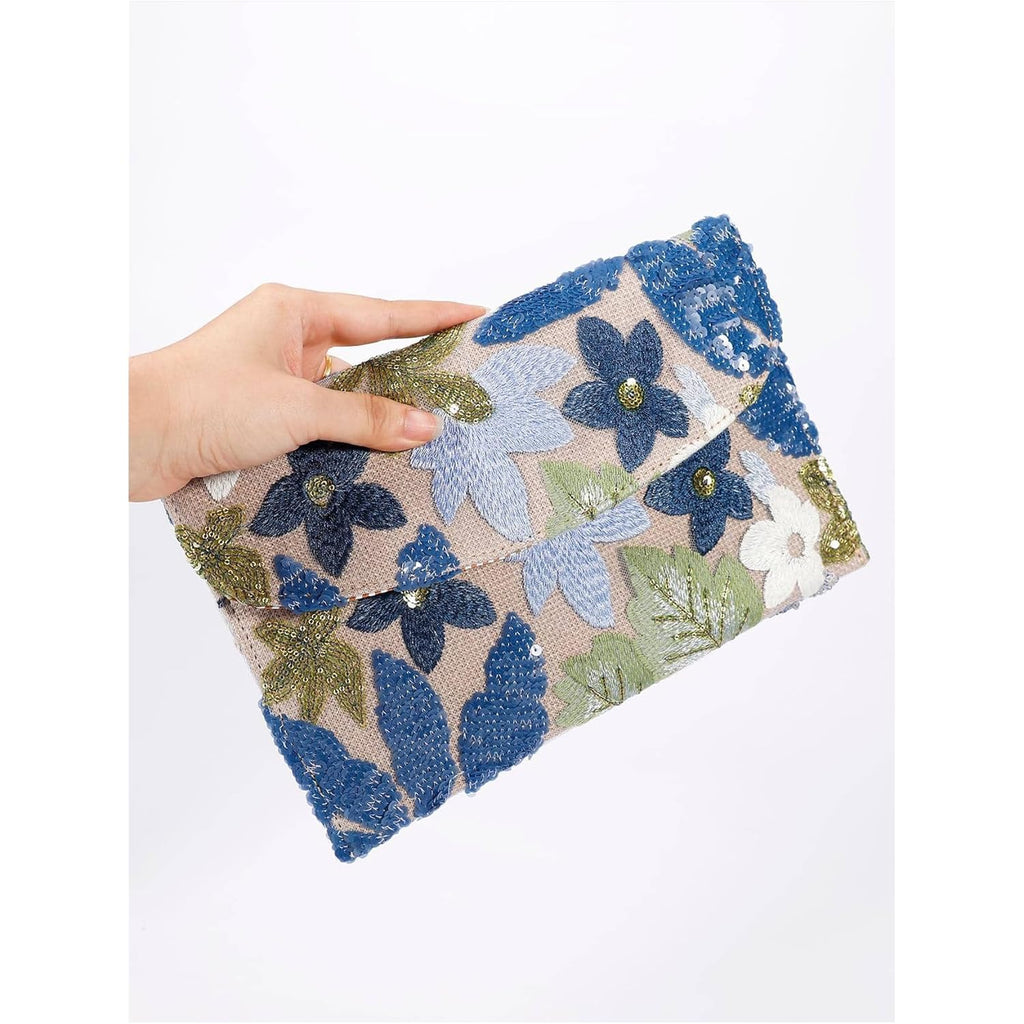 Verdusa Women's Floral Embroidery Sequin Evening Beaded Clutch Bags 2026 Party Purses