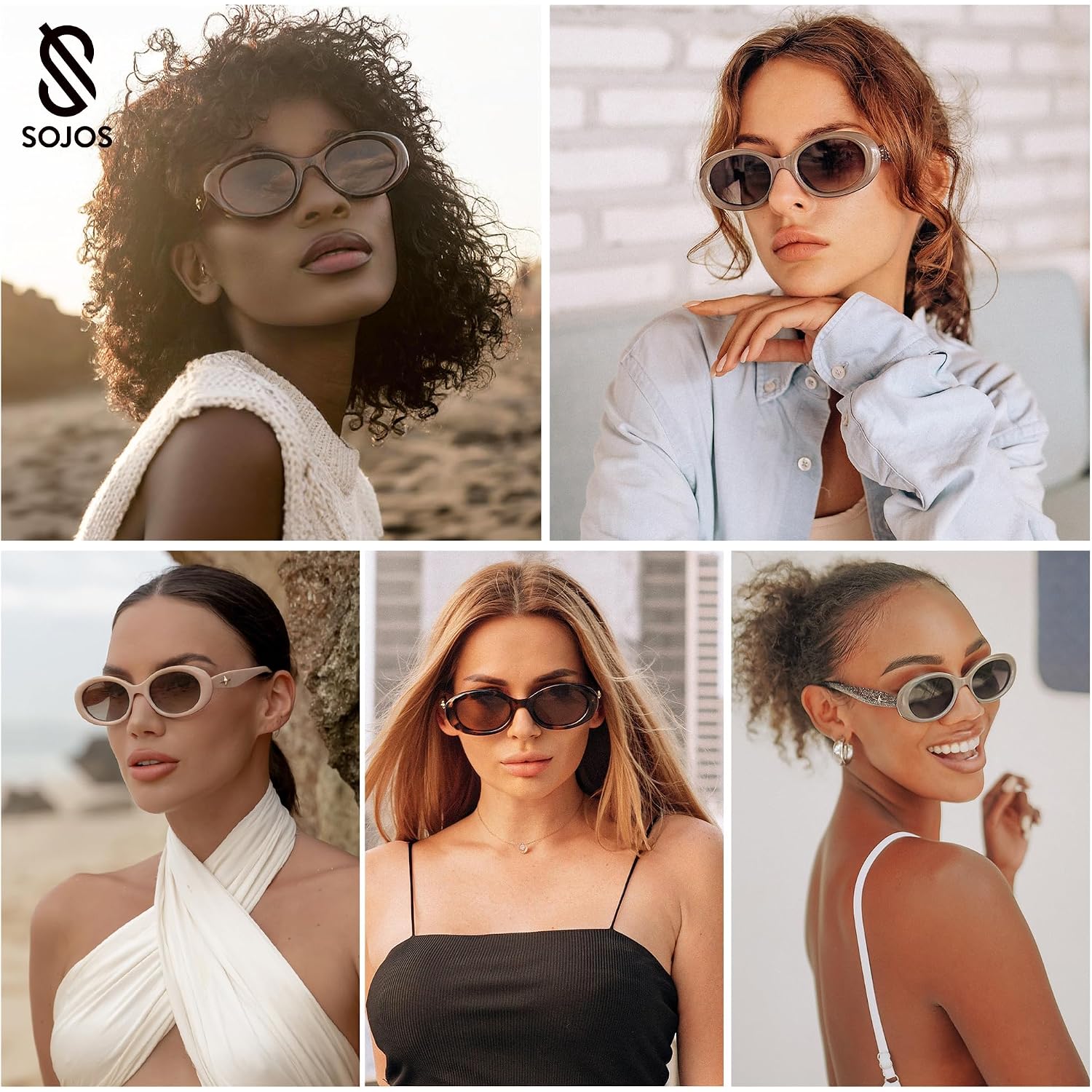 Sojos Retro Oval Polarized Sunglasses For Women Men 90S Vintage Uv400 Protection Tiny Sun Glasses Sj2286