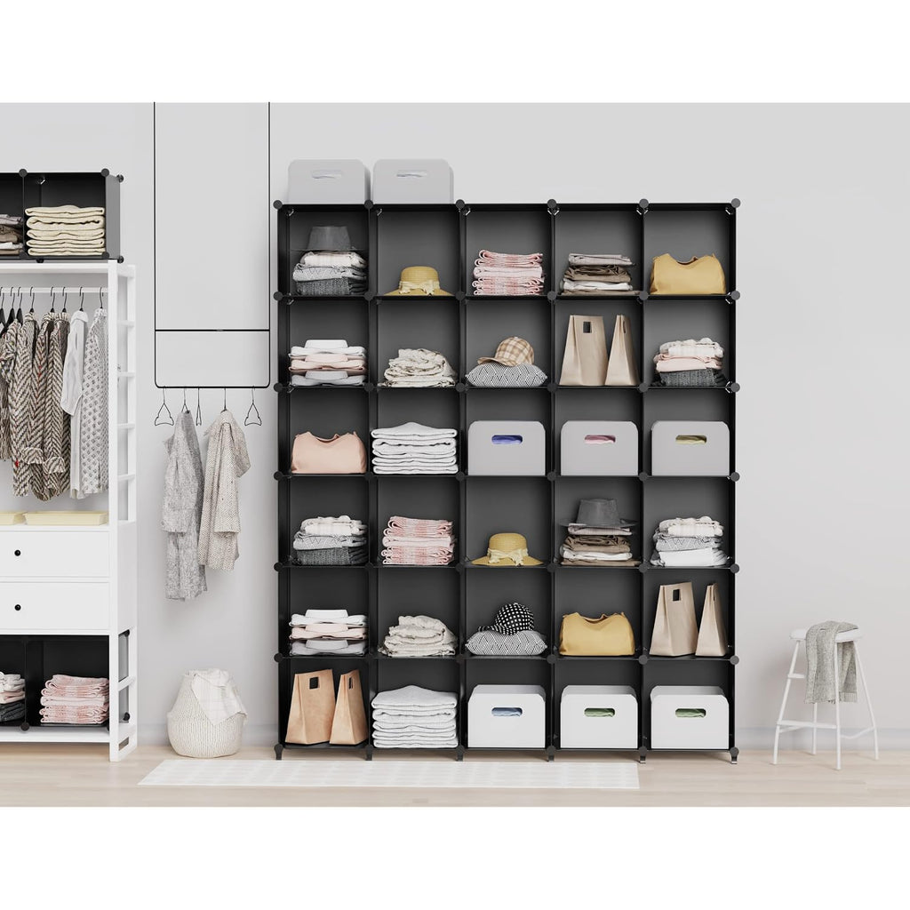 Homidec Closet Organizers And Storage, 9 Cube Storage Organizer, Portable Closet Organizer Cubes Shelves For Clothes, Bedroom, Kids Room, Bathroom, Wardrobe, Garment Racks, Black
