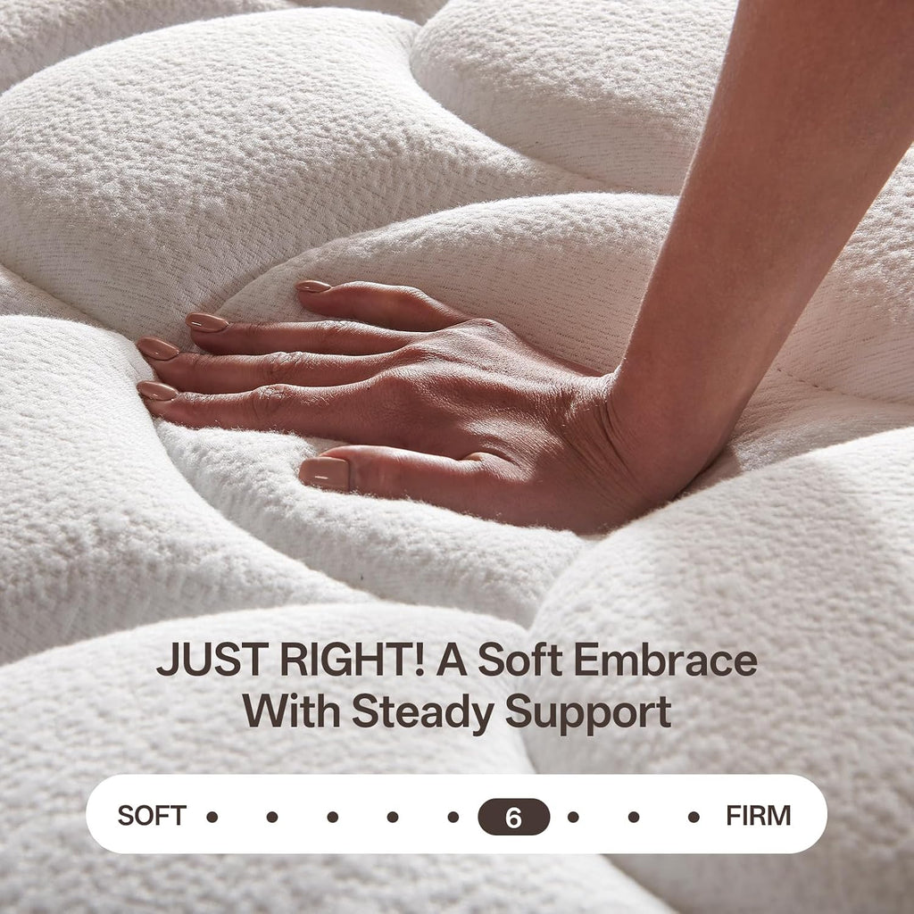 Queen Mattress, 14 Inch Cooling Hybrid, Gel Memory Foam With Pocket Coils, Medium Firm, Motion Isolation, Pressure Relief, Certipur-Us