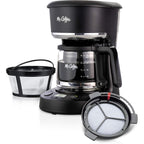 Mr. Coffee Programmable Coffee Maker 5 Cups With Auto Pause Glass Carafe Compact Design Black