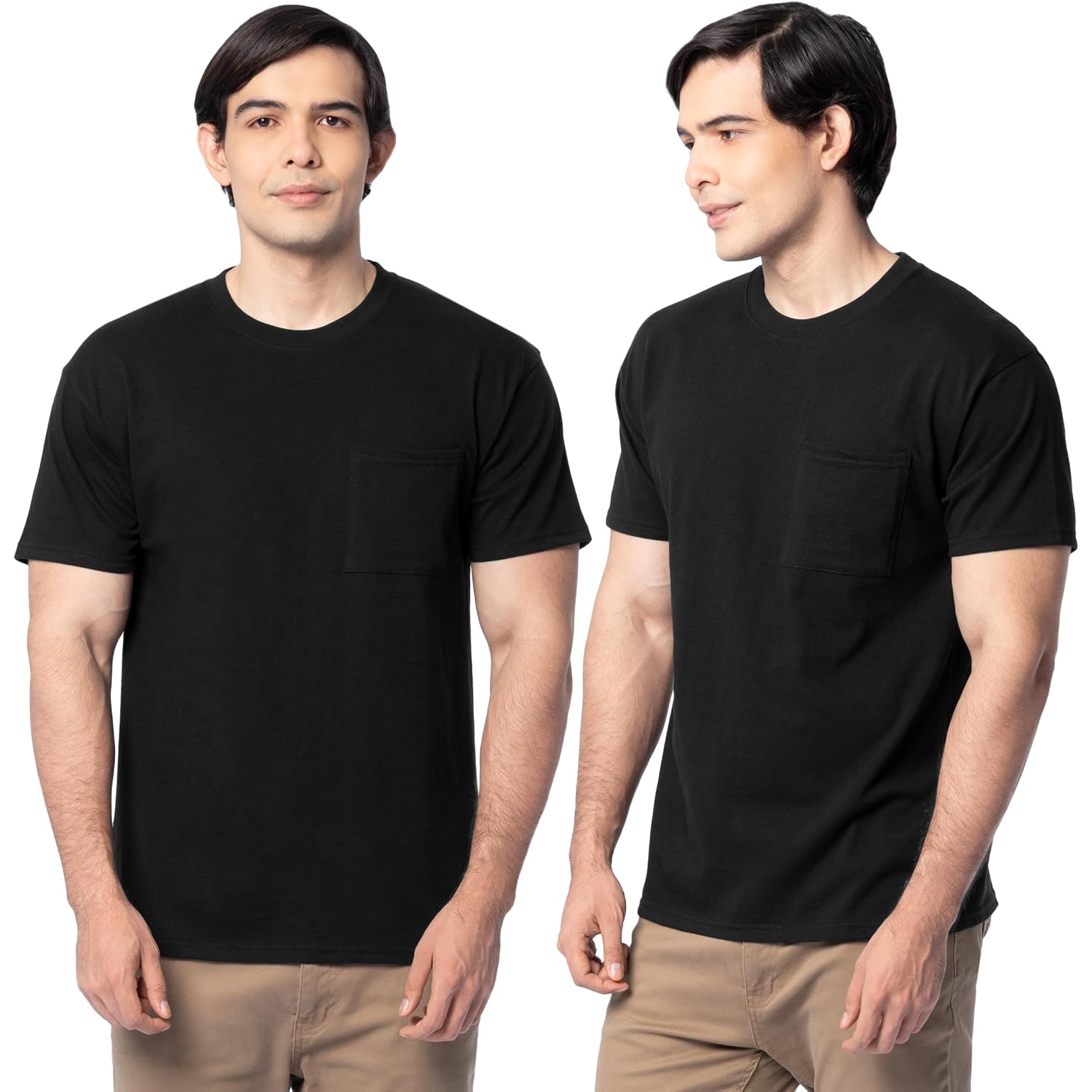 Fruit Of The Loom Men'S Eversoft Cotton Short Sleeve Pocket T-Shirts, Breathable & Tag Free, 2-Pack