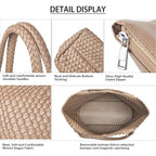 Woven Shoulder Bag For Women, Fashion Top Handle Soft Vegan Leather Shopper