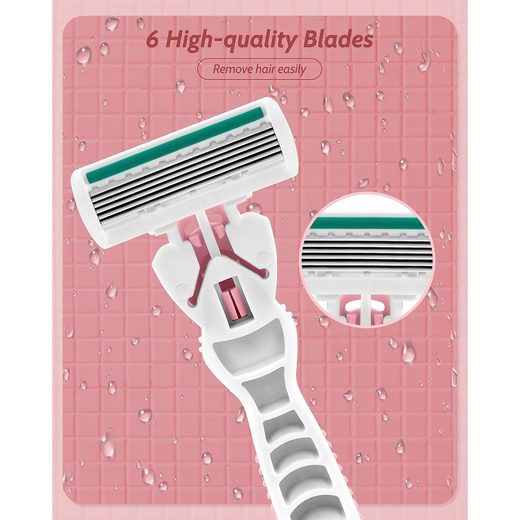 Razors for Women Sensitive Skin, 6 Blades Women’s razors for Shaving, including 1 Travel Razor for Women with 12 Blade Refills