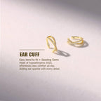 KRFY 2Pcs Adjustable Ear Cuff S925 Sterling Silver Ear Cuffs Non Piercing Cuff Earrings for Women 5A Cubic Zirconia Clip On Cartilage Helix Conch Fake Earrings Hypoallergenic