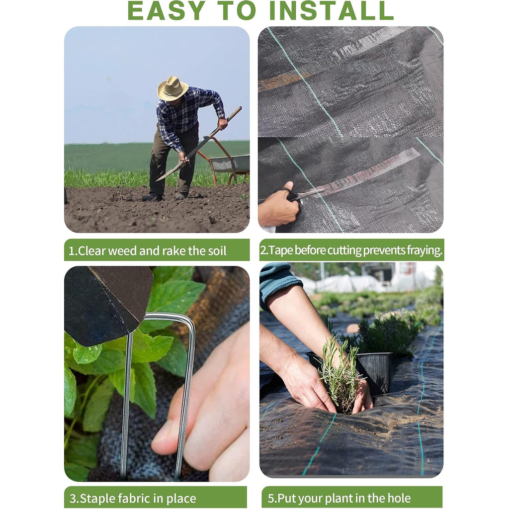 2.6Ftx100Ft Weed Barrier Landscape Fabric Heavy Duty Geotextile | Woven Polypropylene, Uv-Stabilized, Water And Air Permeable, Green Alignment Stripes, Suitable Under Gravel And Mulch