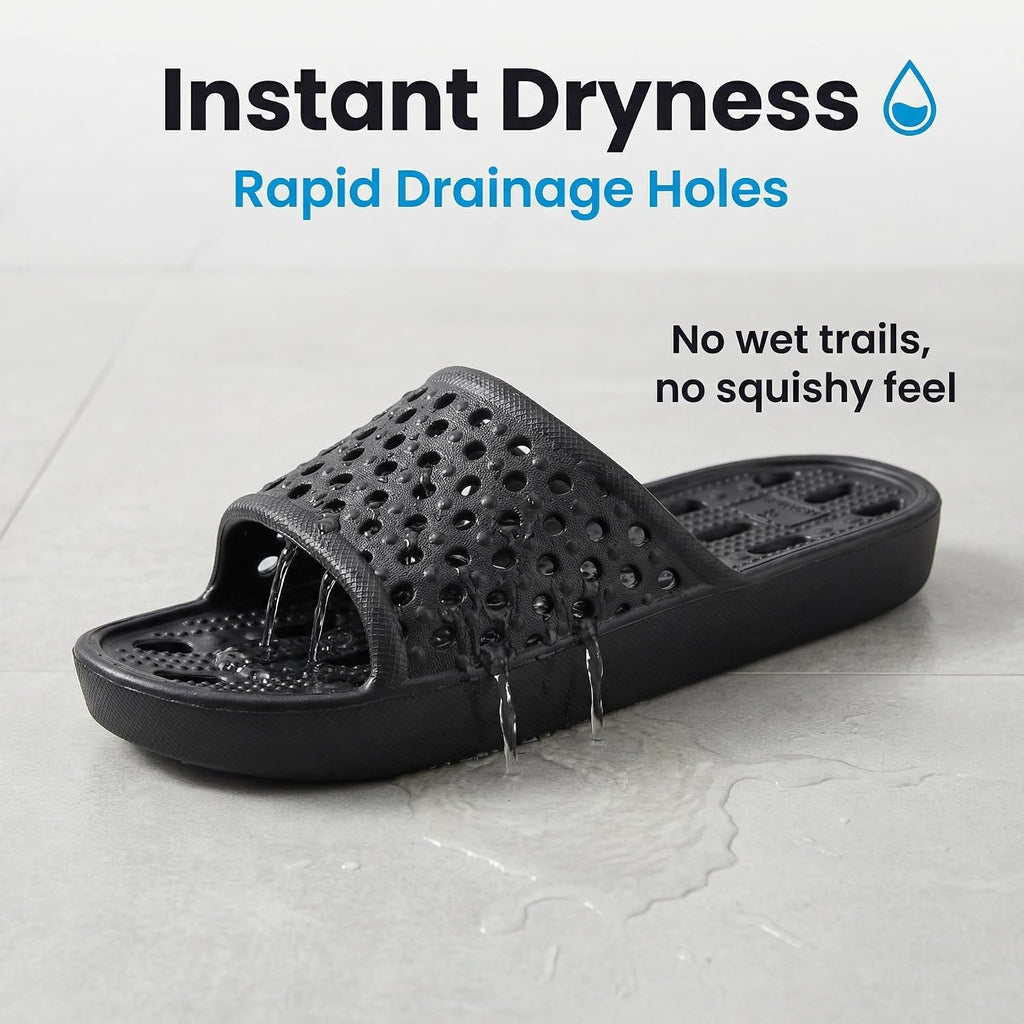Shower Shoes For Men And Women,Non-Slip Quick-Dry Bath Slippers With Drain Holes,Lightweight Pool, Gym, Bathroom & College Dorm Sandals