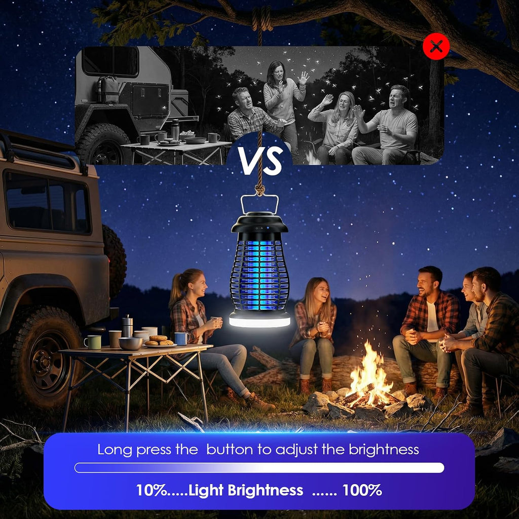 Bug Zapper Outdoor & Indoor,Cordless Portable Mosquito Zapper With Rechargeable 4800Mah Battery & Auto On/Off,Mosquito Repellent Outdoor Patio,Electric Fly Trap For Camping,Kitchen,Backyard,Patio