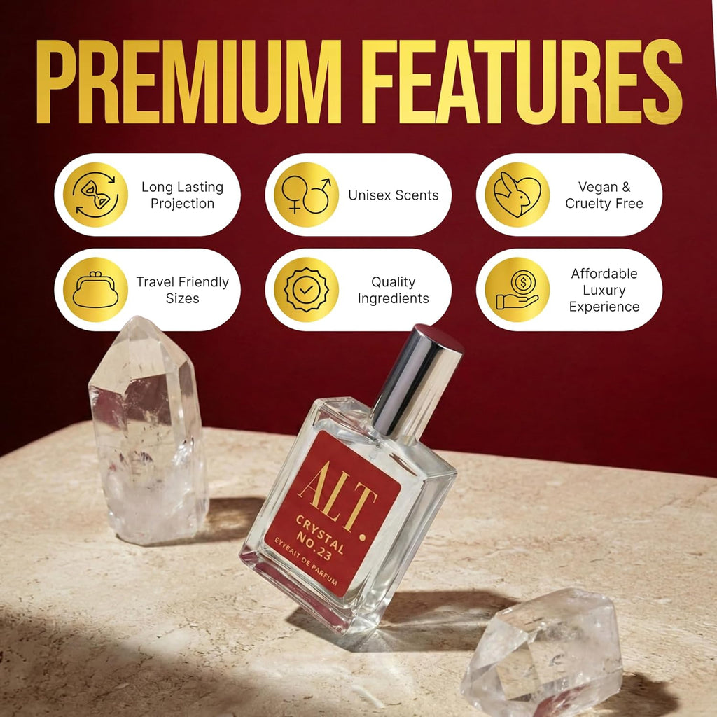 ALT. FRAGRANCES Crystal No. 23 – Inspired by Baccarat Rouge 540, Unisex Perfume, Extrait de Parfum, Long Lasting Perfume for Men & Women with Jasmine, Amberwood & Cedar Notes, 60ml