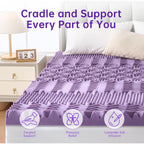 3 Inch 7-Zone Queen Mattress Topper, Egg Crate Memory Foam Mattress Topper Queen Size For Back Pain, Lavender Gel Infused Bed Pad, Certipur-Us And Oeko-Tex Certification (60"×80")