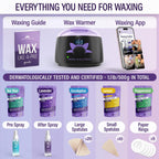 Tress Wellness Waxing Kit for Sensitive Skin, Safe for Face & Skin, Prep & Aftercare Spray, Easy to Use, At-Home Kit for Face, Bikini, Brazilian & Full Body - Digital Display, Black Purple Flower