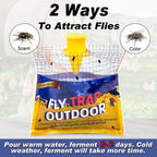 Disposable Fly Traps 6 Pack Bags Outdoor, Flies Catcher Traps With Natural Pre-Bait Refill Repellent, Reusable Stable Horse Ranch Trapper Outdoor Hanging Fly Killer Helps Control Flies