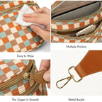Checkered Crossbody Bag Nylon Bum Bags For Women Spacious Handbags Plus Size Sling Bag For Women