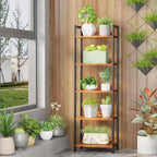 Furologee 5 Tier Bookshelf With Drawer, Tall Narrow Bookcase With Shelves, Wood And Metal Bookshelves Storage Organizer, Industrial Display Standing Shelf Unit For Bedroom, Living Room, Rustic Brown